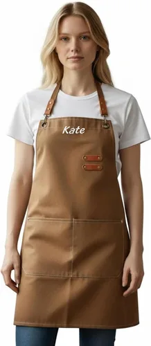 Delantal de chef de lona personalizado, delantal unisex para mujeres y hombres, delantal para pintar, hornear artistas