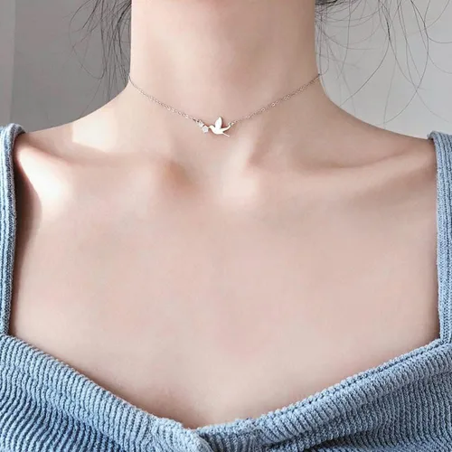 Miniatura 3 de Collar con dije de cristal de pájaro de paloma, de plata de ley para mujeres y niñas, collar de cadena con dije de golondrina de hammingbir