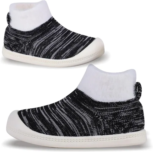 SK SIX Baby-Sock Toddler-Shoes Walking-Sneakers - Boys Girls Kids Slip on Wide Warm Infant Slippers Safty House Breathable First Fashion Non-Slip