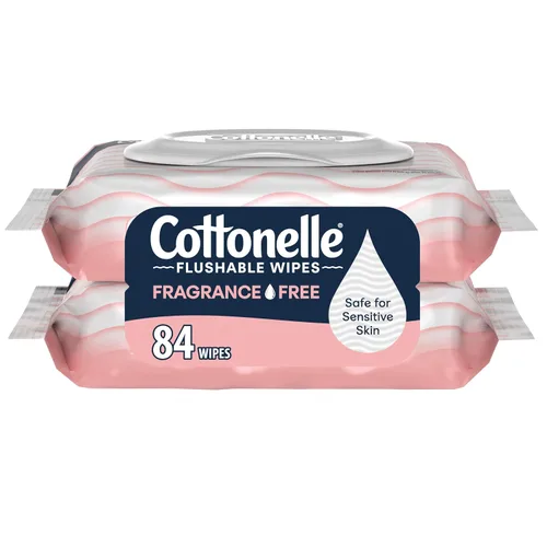 Cottonelle Toallitas húmedas desechables sin fragancia, toallitas húmedas para adultos, 2 paquetes con tapa abatible, 42 toallitas por paquete