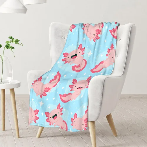 Miniatura 2 de Axolotl - Manta de regalo – 30 x 40 pulgadas, bonita manta de ajolote para mujeres y niñas, franela azul, suave, cálida y acogedora para sofá