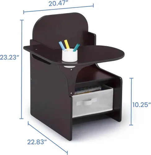 Miniatura 9 de Delta Children MySize - Escritorio con silla con compartimento de almacenamiento + caja de juguetes MySize Deluxe, chocolate oscuro (paquete)