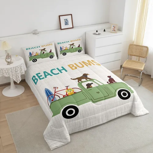 Miniatura 3 de Homewish Lindo juego de edredón de perros, juego de ropa de cama verde para niños, niñas y mujeres, edredón de verano para adultos, juego de edredón