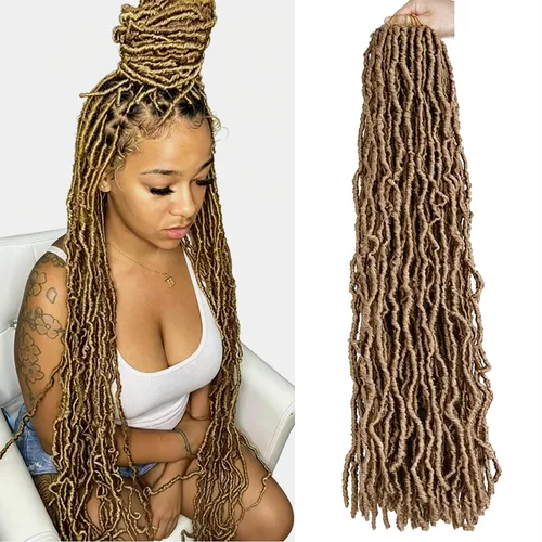 Miniatura 45 de 6 Paquetes Soft Locs Cabello de Ganchillo Pre Looped Faux Locs Trenzas de Ganchillo Goddess Locs Dreadlocs Cabello Sintético Para Mujeres Negras 1b