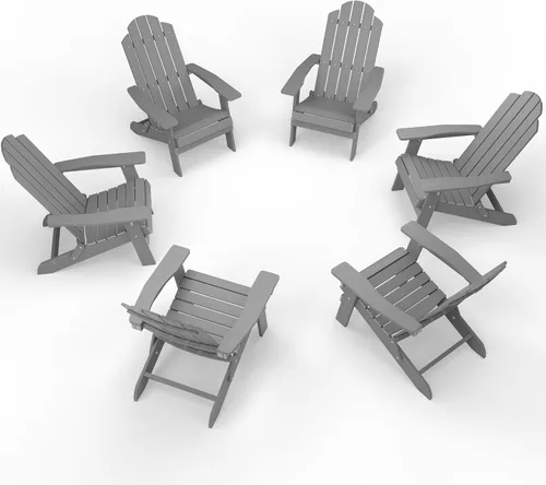 Miniatura 22 de MXIMU Silla Adirondack plegable para exteriores: sillas Adirondack fáciles de montar y cómodas, silla de plástico compuesto para todo tipo de clima