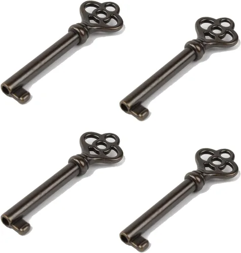 Llave de esqueleto de barril hueco antiguo KY-3AB (4 piezas) para puertas de gabinete, cajones de aparador, relojes de abuelo, antiguo, vintage,