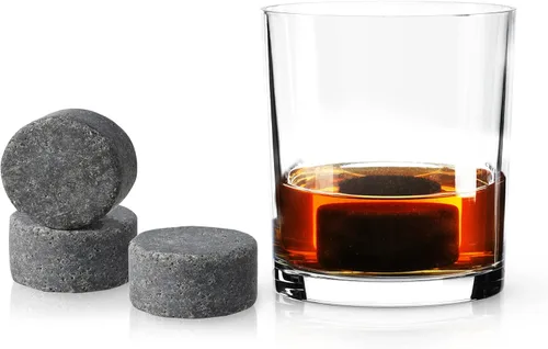 Miniatura 3 de True Glacier Rocks - Enfriadores de bebidas de granito negro, juego de 4 rocas de cóctel de hielo, rocas de hielo para whisky, utensilios de bar