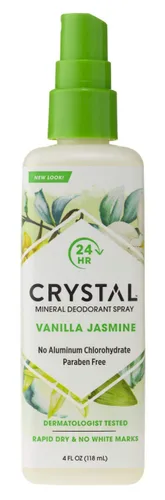 Crystal - Desodorante en espray de 4 onzas de vainilla y jazmín (paquete de 3)