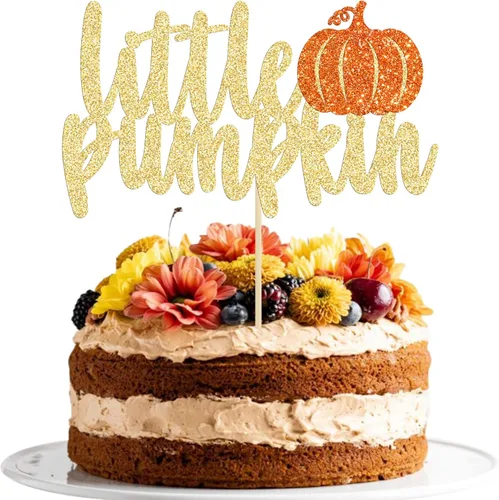 Miniatura 25 de Gyufise Decoración de pastel de calabaza – Decoración azul para pastel de baby shower para cumpleaños, Halloween, suministros de fiesta de Acción