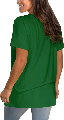 Miniatura 32 de Geifa Camisetas de manga corta con cuello en V para mujer, camisetas casuales de verano con bolsillo
