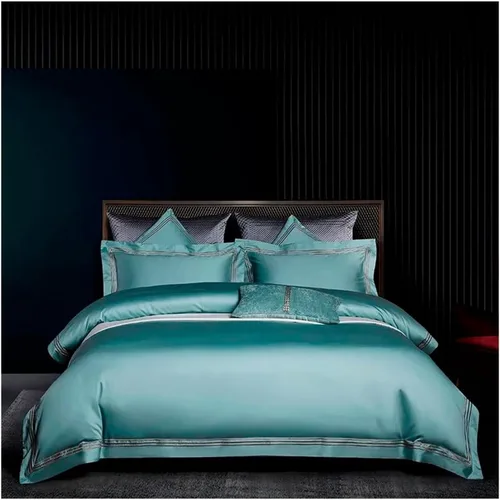Miniatura 8 de Juego de ropa de cama de algodón egipcio de 1000 hilos, 4/6 piezas, tamaño doble, queen, king, bordado, funda de edredón, sábana, funda de almohada