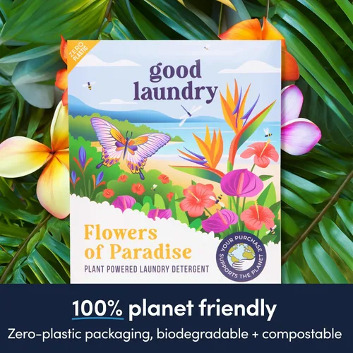 Miniatura 2 de Good Laundry Hojas de detergente – Flowers of Paradise perfumadas (60 cargas) – Hojas de detergente ecológicas para ropa, hipoalergénicas, sin