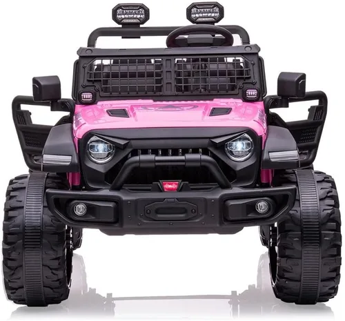 Coche eléctrico de 24V para niños de 2 asientos con control remoto, 2 motores de 120W con batería, asientos extra grandes de 20" + ruedas XL de