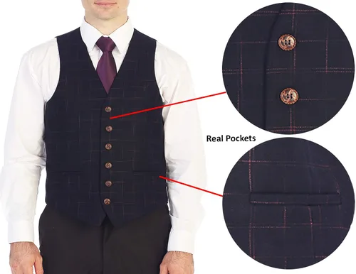 Miniatura 18 de Gioberti Chaleco de tweed formal de 6 botones para hombres