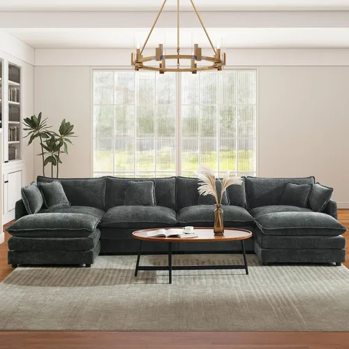 Miniatura 27 de Sofá seccional modular convertible de 76.7", sofás de dos plazas de chenilla con asiento profundo y cojines tipo loveseat para sala de estar, Beige