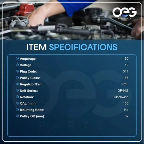 Miniatura 3 de Piezas OEG nuevo alternador compatible con Buick Rainier, Chevy Trailblazer, GMC Envoy, Isuzu Ascender, Saab 9-7x 4.2L 2006 15200110 19118694