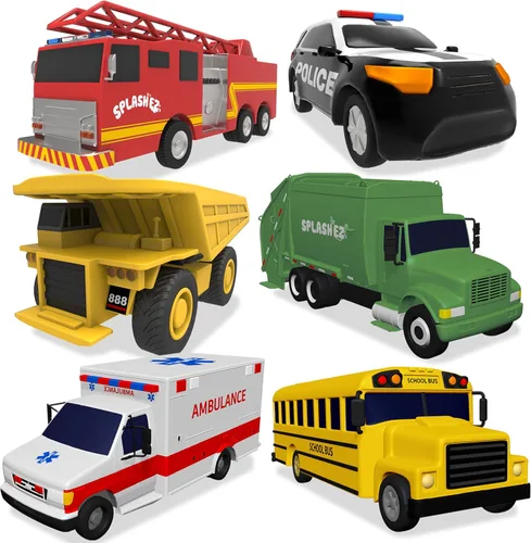 Miniatura 9 de SplashEZ Juguetes de Baño para Coche Sin Moho para Niños Juguetes de Baño para Niños Pequeños Sin Agujero para Agua Conjunto de Vehículos