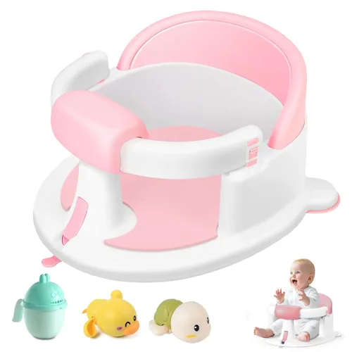 Asiento de baño para bebés de 6 meses en adelante, asientos de baño antideslizantes para bebés sentados, asiento seguro para bebés y recién nacidos,