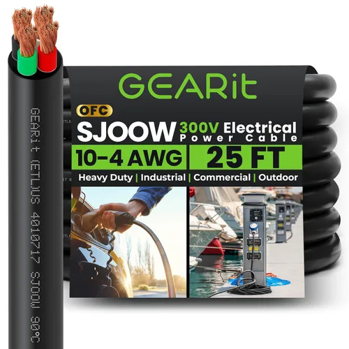 Miniatura 33 de GEARit Cable de alimentación portátil 10/3 10 AWG (100 pies - 3 conductores) SJOOW 300V calibre 10 cable eléctrico para derivaciones de motor, luces
