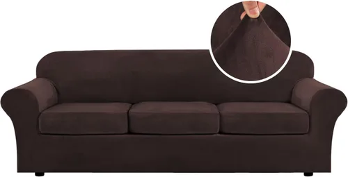Miniatura 141 de H.VERSAILTEX - Funda elástica para sofá de 3 piezas, de suave terciopelo afelpado, para sofá biplaza con 2 cojines de hasta 72 pulgadas de ancho, se