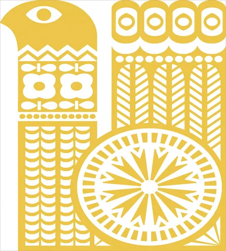 Miniatura 4 de Ambesonne Juego de funda de edredón amarillo y blanco, diseño floral de pájaro abstracto en estilo folclórico escandinavo, juego de ropa de cama