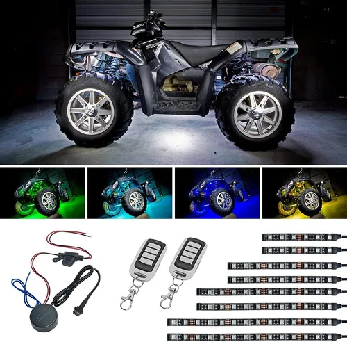 LEDGlow Kit de 8 luces LED avanzadas de millones de colores para ATV, UTV Quad 4x4, 15 colores sólidos, 6 patrones, tiras flexibles multicolores,