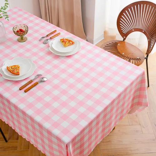 Miniatura 2 de MANGATA CASA Mantel de cuadros rosa para mesas cuadradas, mantel a cuadros, impermeable, para cocina y mesa, mantel de poliéster a cuadros sin Rosa
