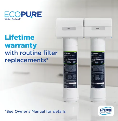 Miniatura 2 de EcoPure ECOP20 Sistema de filtro de agua para debajo del fregadero de 2 etapas - Certificado NSF para reducir 58 contaminantes - Agua potable limpia