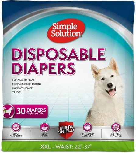 Miniatura 11 de Simple Solution - Pañales desechables para perras Super absorbentes, a prueba de fugas Para hembras en celo, que se orinan por la emoción