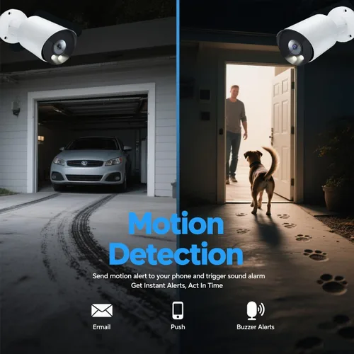 Miniatura 5 de Real HD Cámara IP POE de visión nocturna a todo color de 6MP para sistemas IP NVR, con luces blancas visibles, ángulo de visión de 105°, al aire