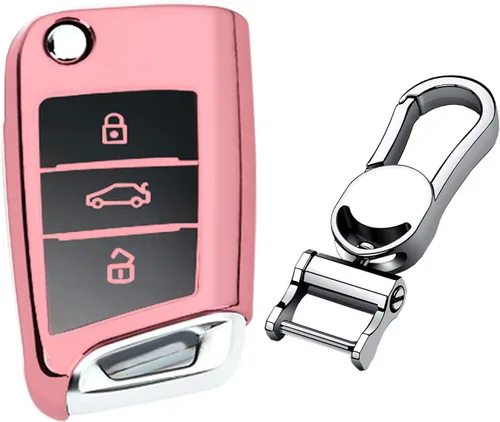Miniatura 12 de Hombres Mujeres Cuero Genuino Llavero Funda Para Volkswagen/Para Skoda/Para Audi/Para Asiento Flip Car Remote Key Case Funda Funda Con Kit Llavero
