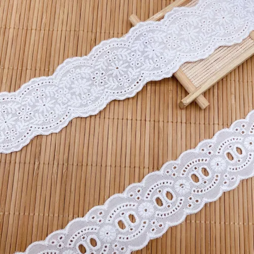 Miniatura 4 de Cinta de encaje de algodón con ojales blancos de 7 yardas, lazo bordado festoneado para manualidades de costura, vestidos, muñecas/mascotas