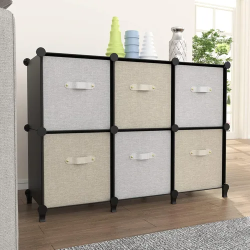 Miniatura 2 de HOMIDEC - Organizador de almacenamiento de 6 cubos, biblioteca con estantería y martillo de metal, organizador de cubos para niños, armario, Negro