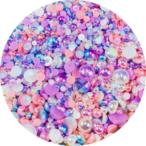 Miniatura 21 de Cuentas de resina mixta con diamantes de imitación y perlas semirredondas, 30 g, diamantes de imitación de parte trasera con perlas medias