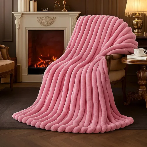 Miniatura 29 de Amélie Home - Manta de piel sintética para sofá, acogedora manta mullida de felpa suave a rayas para sofá familiar, silla, dormitorio, 55 x 70 Rayas