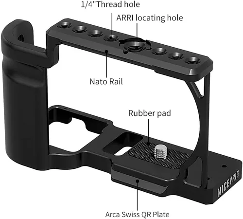 Miniatura 2 de NICEYRIG Jaula para cámara Sony ZV-E10 Vlog Vlogging, con mango de aluminio - 469
