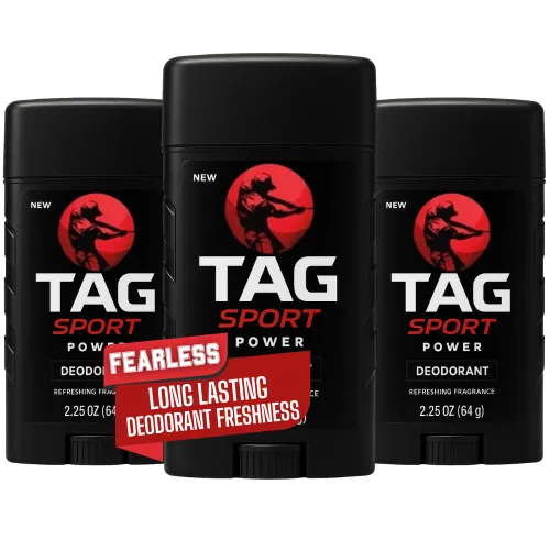 TAG Desodorante en barra para hombres, aroma Sport Power Endurance, frescura de larga duración 24 horas, desodorante activo con protección contra