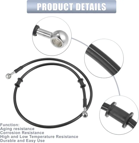 Miniatura 4 de X AUTOHAUX 39.4 in 39.37" Longitud 0.394 in ID motocicleta hidráulico freno línea aceite manguera tubo 0° acero inoxidable trenzado cable para ATV
