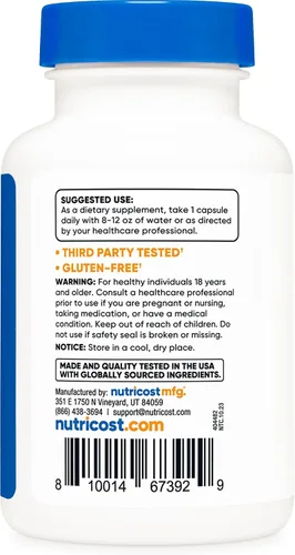 Miniatura 4 de Nutricost Policosanol 100 mg, 120 cápsulas - Sin gluten, sin OMG y apto para vegetarianos
