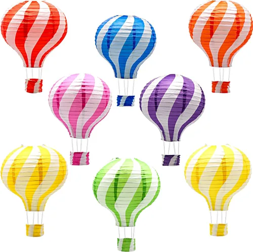Miniatura 8 de Juego de linternas de papel colgantes con globos aerostáticos, decoración de fiesta, cumpleaños, boda, Navidad, fiesta, regalo, 12 pulgadas, paquete