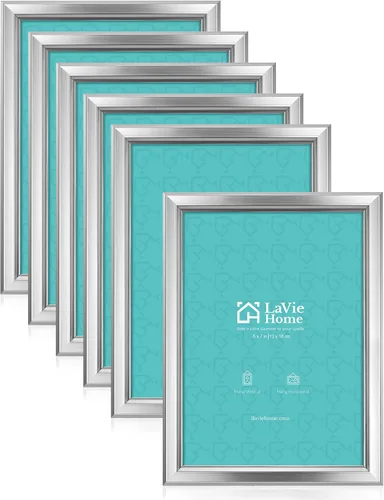 Miniatura 11 de LaVie Home - Marco de fotos (6 unidades), diseño simple con cristal de alta definición, para montaje en pared y en mesa, colección clásica, Dorado