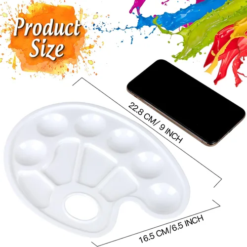 Miniatura 3 de FANDAMEI Paletas de Bandeja de Pintura Ovaladas, 8 PCS Paletas de Bandeja de Pintura Blanca de Plástico, Paletas de Pintura Paletas de Pintura