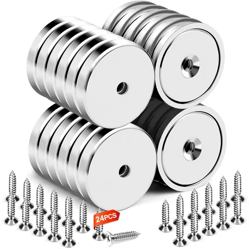 Miniatura 9 de Imanes de taza con agujero avellanado, imán con tornillo, imanes con base redonda con fuerza de sujeción industrial, 60 libras de fuerza