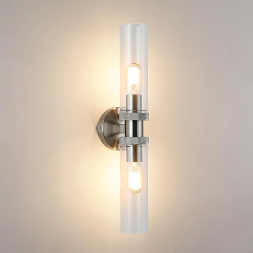 Miniatura 8 de Lámpara de Tocador de 2 Luces Espejo Lateral Accesorios de Baño Estilo Granja Negro, E26 Lámparas de Pared para Dormitorio, Iluminación Industrial