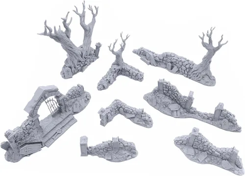 EnderToys Paredes de cementerio sagrado por escenario imprimible, paisajes RPG de mesa impresos en 3D y terreno de juegos de guerra en miniatura de