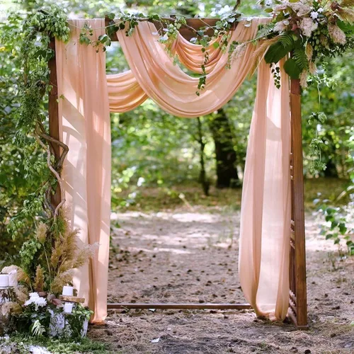 Miniatura 16 de gogoparti Tela drapeada para arco de boda, cortinas de arco burdeos, cortina de telón de fondo transparente para ceremonias, fiestas, cabinas