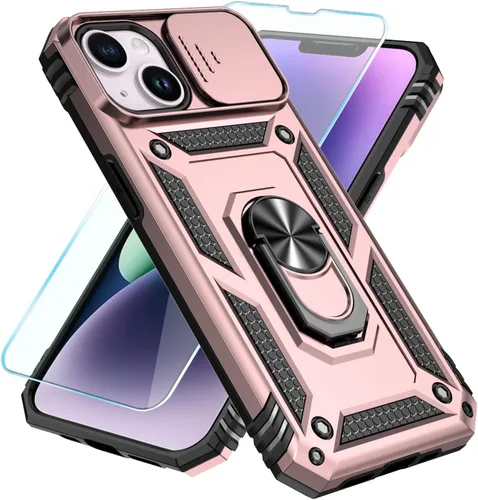 Miniatura 6 de SunStory Compatible con iPhone 13 Case/iPhone 14 Case con Protector de Pantalla HD y Cubierta de Cámara Deslizante y Soporte de Anillo Giratorio