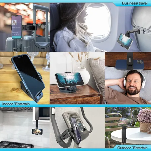 Miniatura 2 de Accesorios de viaje, bandeja universal para el respaldo del asiento, soporte de clip para teléfono, tamaño de bolsillo ajustable, soporte