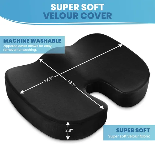 Miniatura 3 de Philosophy Gym Cojín de asiento de espuma viscoelástica, almohadilla de gel mejorada para silla de oficina, cómoda almohada ergonómica para silla
