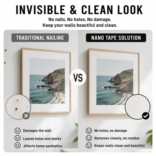 Miniatura 3 de Bulina Nano Tape Double Sided Heavy Duty 1/2''×10Ft, Removable Washable Adhesive Tape, Clear Multipurpose Mounting Tape for Wall, Carpet, Pictures